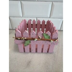 Vintage Wood Picket Fence Easter Spring Basket